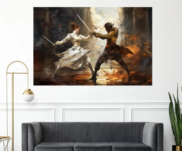 Vintage Fencing Abstract Art Print for Fencer Decor
