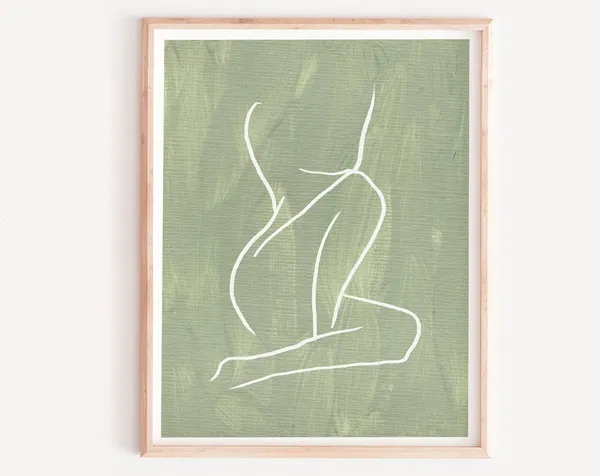 Bohemian Woman Green Geometric Art Print