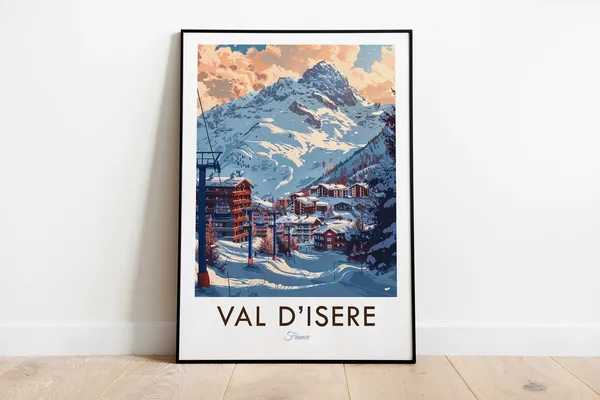 Val Disere France Vintage Travel Poster, Wall Art Print