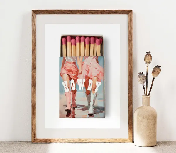Howdy Cowgirl Matchbox Poster, Preppy Western Girl