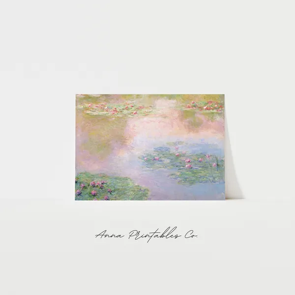 Monet Water Lilies Vintage Impressionist Art Print