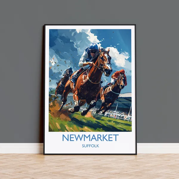 Newmarket Travel Poster, Suffolk England Art Print