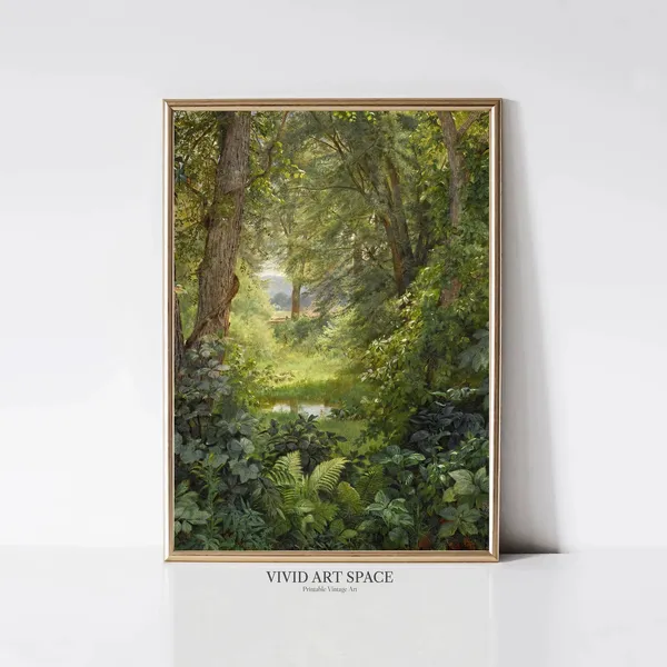 Woodland Landscape Vintage Landscape Art Print