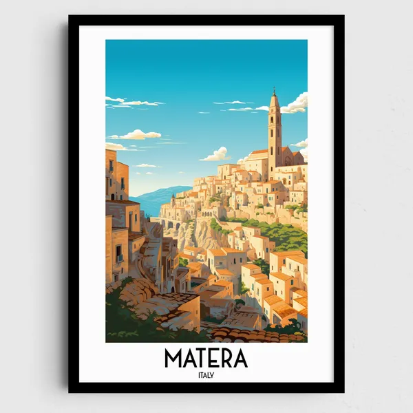 Matera Travel Poster, Italy Home Decor Print