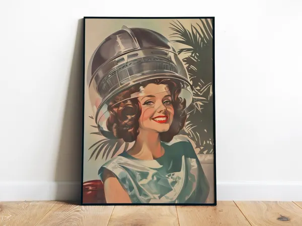 Retro Hair Salon Funny Poster, Vintage Beauty Decor