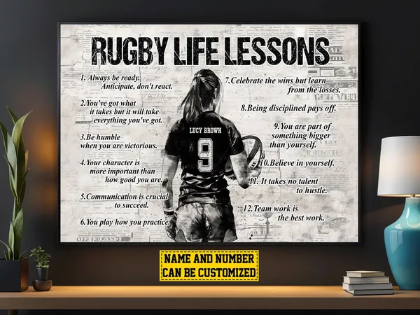 Personalized Rugby Life Lessons Art Print for Women