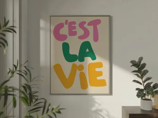 Cest La Vie Word Print, French Typography Poster