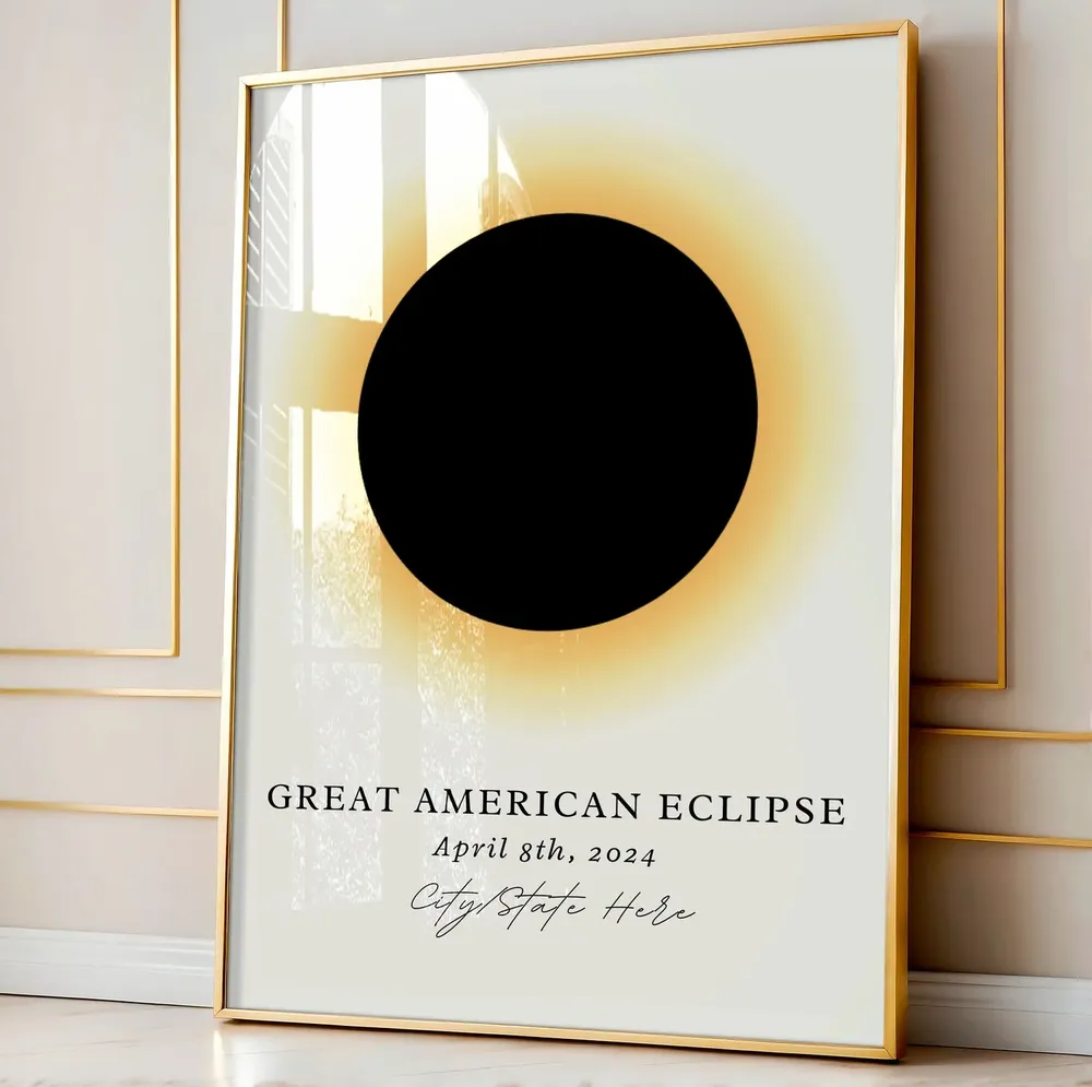 Custom Town Eclipse Art 2024 Travel Poster - Image 4