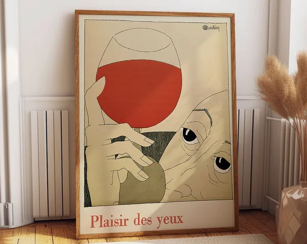 French Wine Vintage Illustration, Bistro Decor Art Print