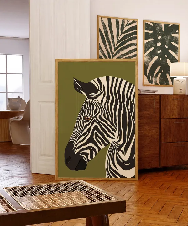 Zebra Art Print, Modern Boho Jungle Safari