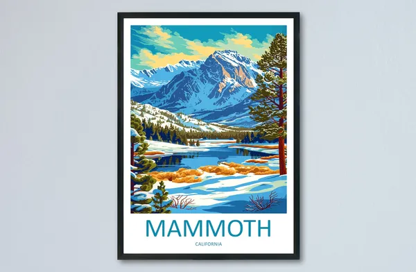 Lake Mammoth Travel Poster, California Place Art