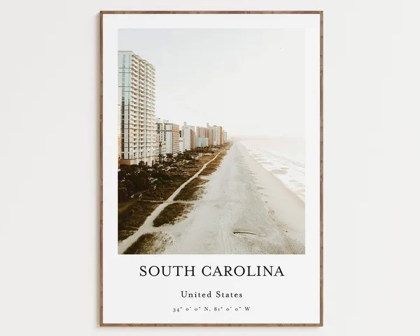 South Carolina Travel Poster, USA City Prints