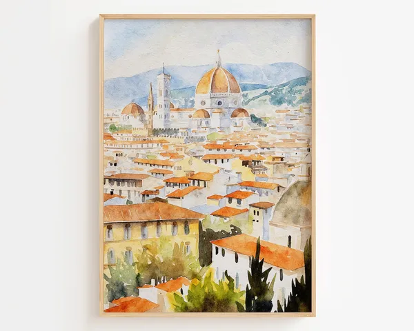 Florence Watercolor Travel Poster, Italian Cityscape