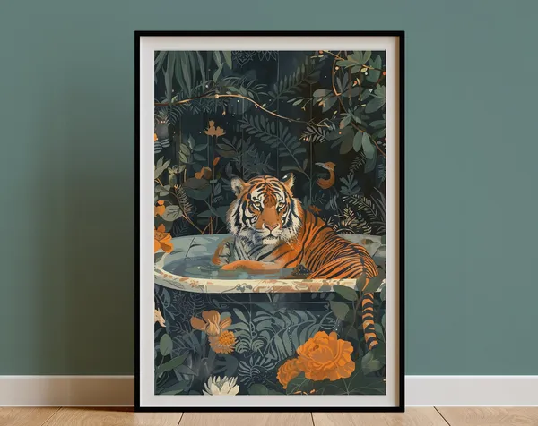 Tiger Boho Jungle Animal Art Print, Balinese Decor