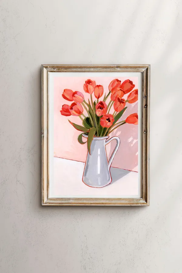 Spring Tulips in Vase, Floral Bouquet Art Print