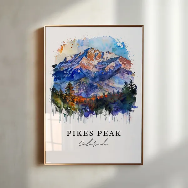 Pikes Peak Travel Poster, Colorado Mountain Art Print