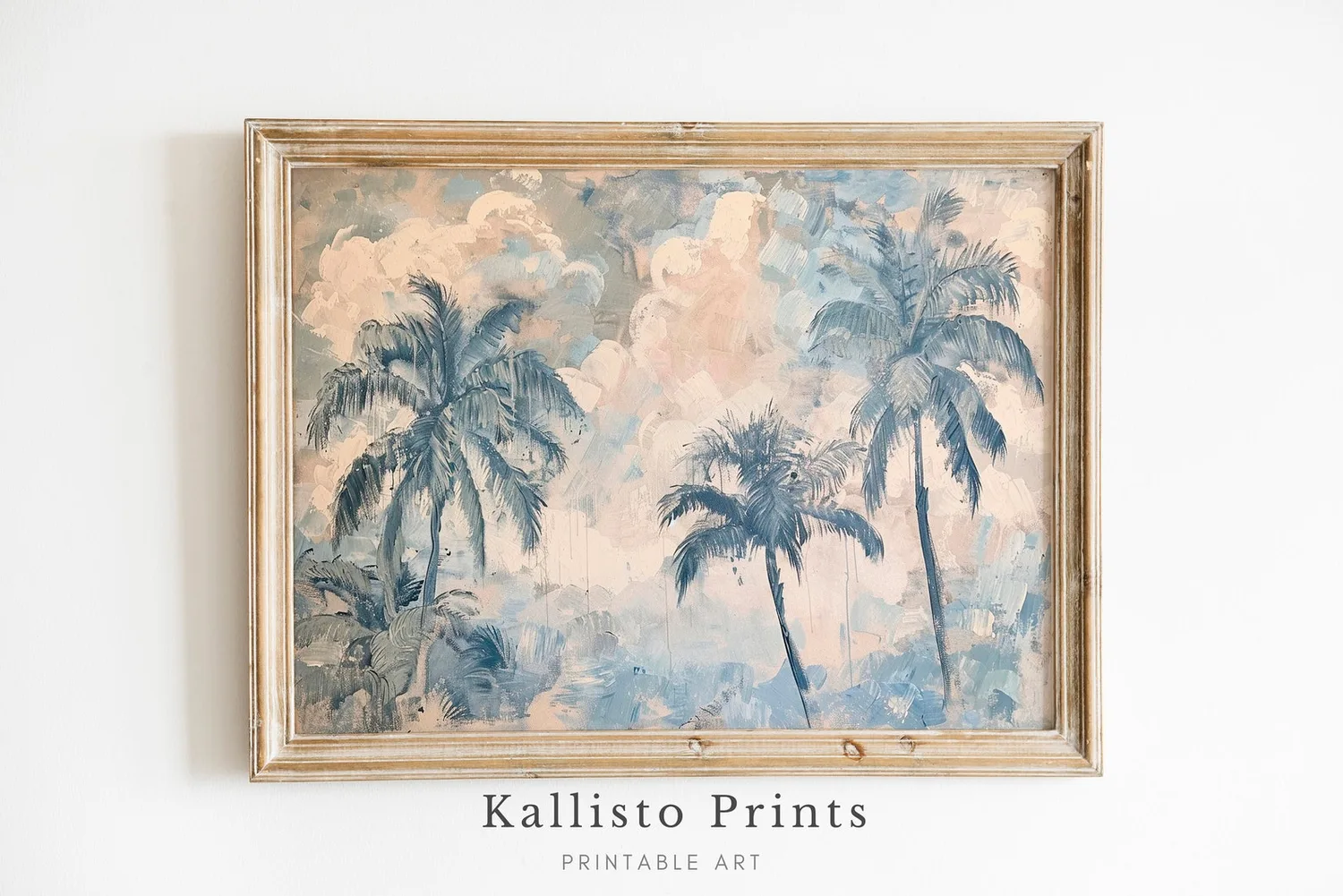 Tropical Palm Trees Painting, Soft Coastal Art Print