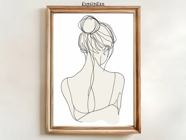 Woman Line Art Drawing Print, Minimalist Portrait