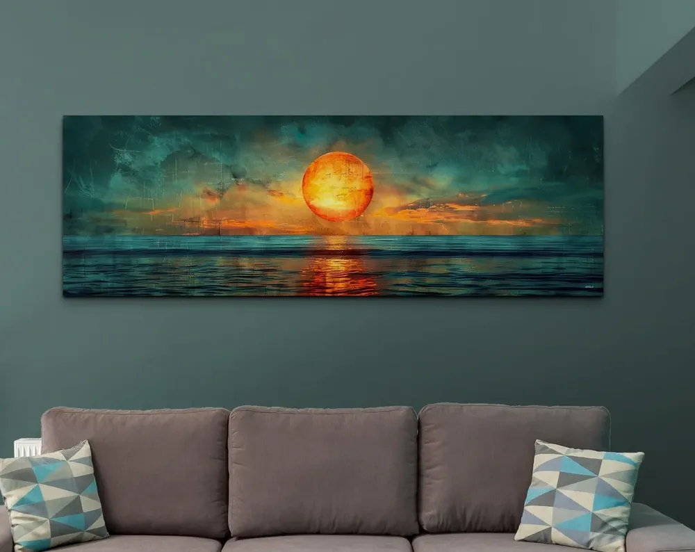 Panoramic Mid-Century Modern Sunset Wall Art Print