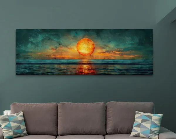 Panoramic Mid-Century Modern Sunset Wall Art Print
