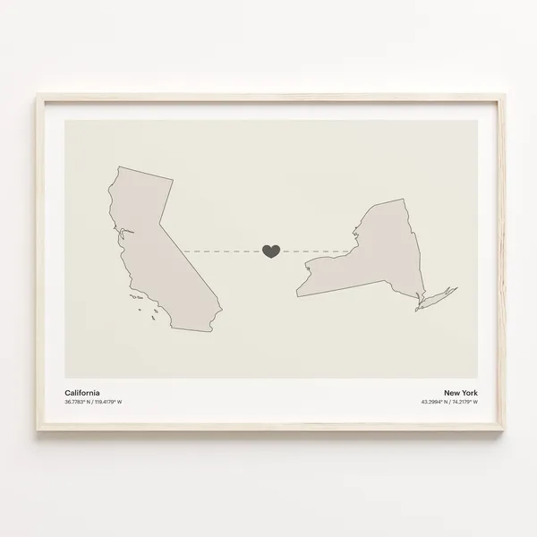 New York Minimalistic State Connection Map Art Print
