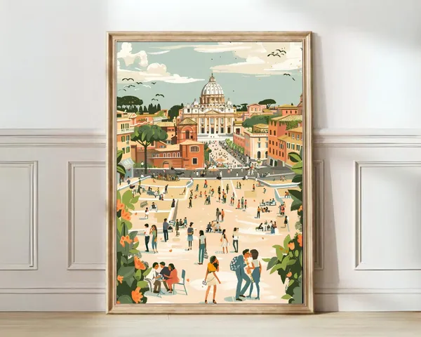 Rome Illustration Travel Poster, Italy Wall Art