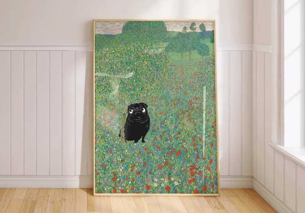 Funny Dog Print, Gustav Klimt Poster