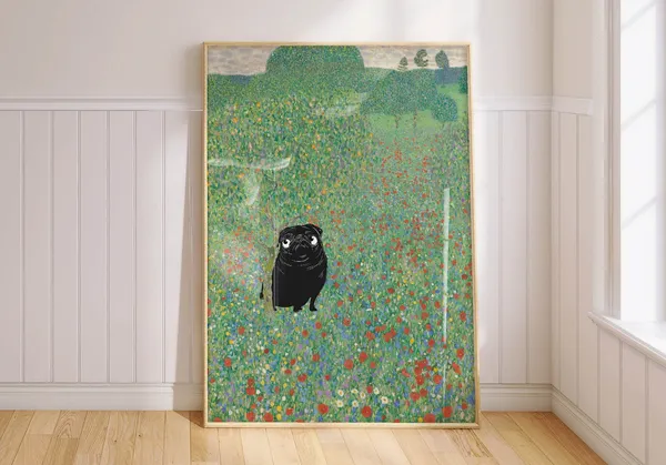 Funny Dog Print, Gustav Klimt Poster