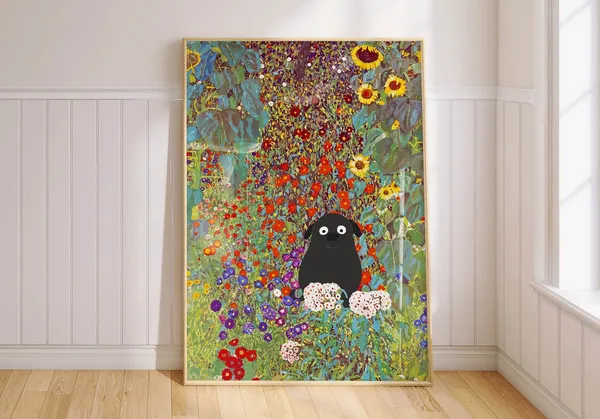 Funny Dog Print, Gustav Klimt Poster