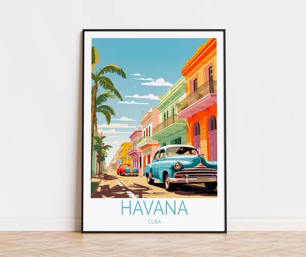 Havana Travel Poster, Cuba City Wall Art