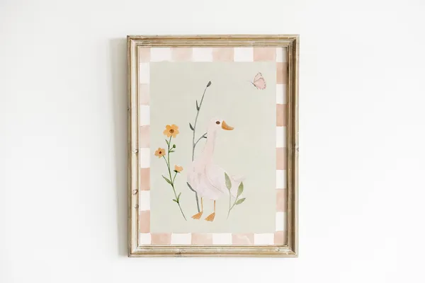 Vintage Goose Print Art Print, Cottagecore Nursery Decor