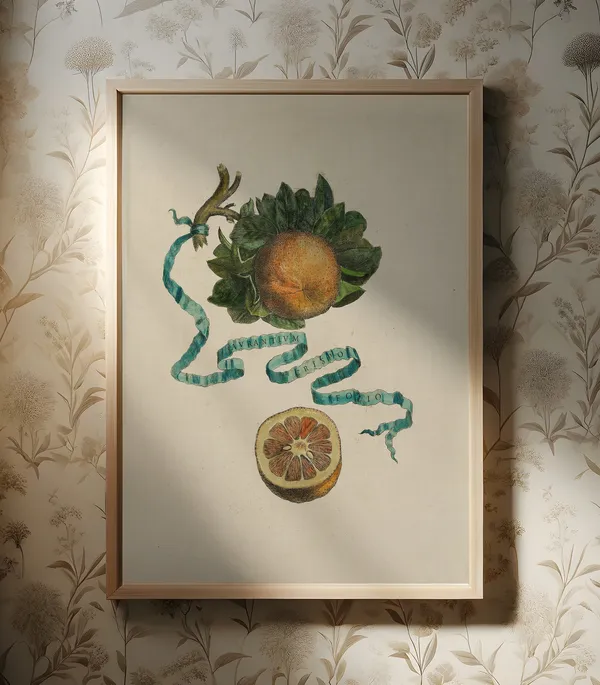Vintage Botanical Citrus Art Print, Kitchen Decor