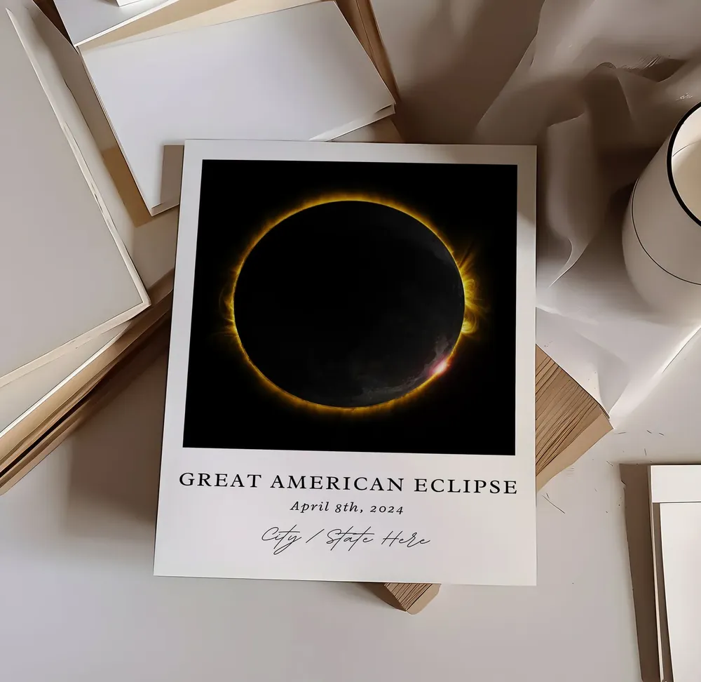 Custom Eclipse Artwork 2024 Solar Souvenir Art Print - Image 5