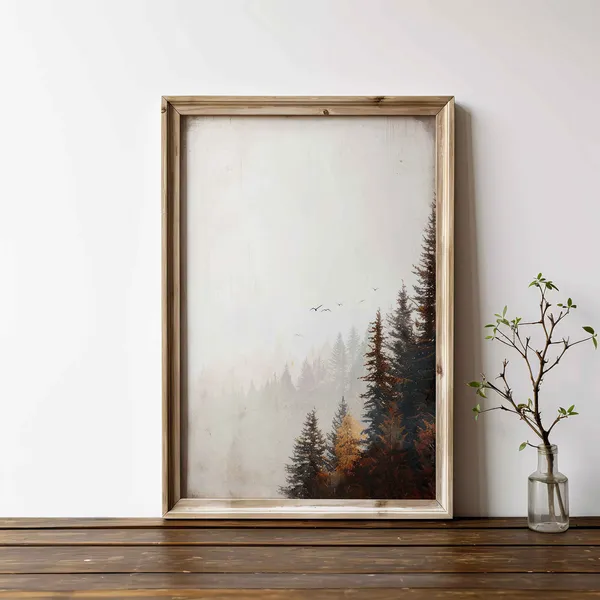 Vintage Forest Print, Rustic Forest Landscape Art
