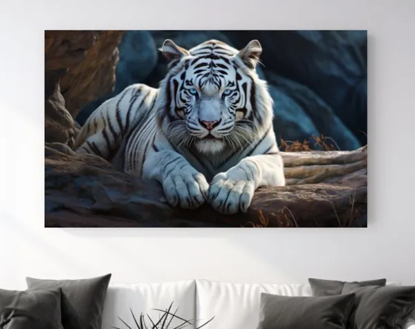 White Tiger I Animal Design Art Print for Christmas