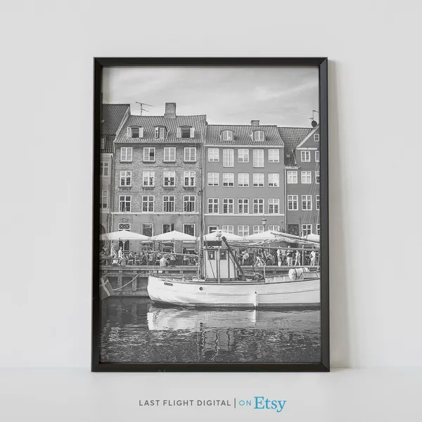 Copenhagen Denmark Black White Photography Poster