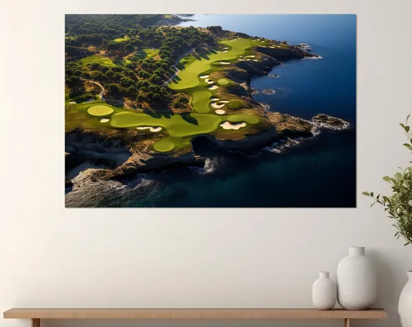 Golf Course By The Ocean Art Print, Coastal Decor