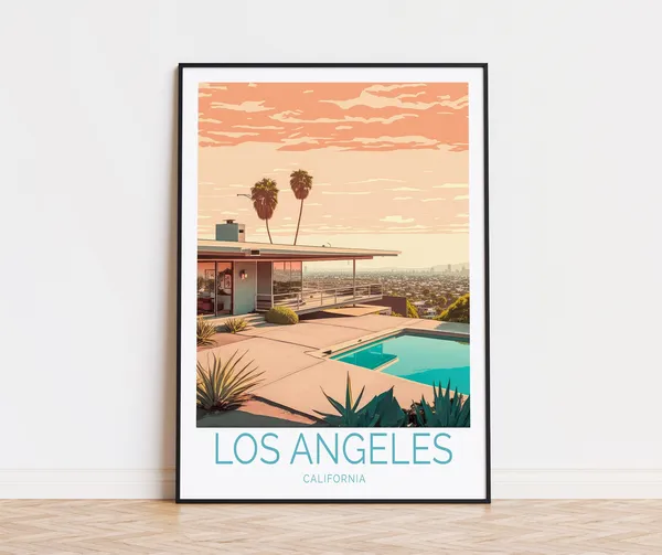Los Angeles City Travel Poster, California Wall Art