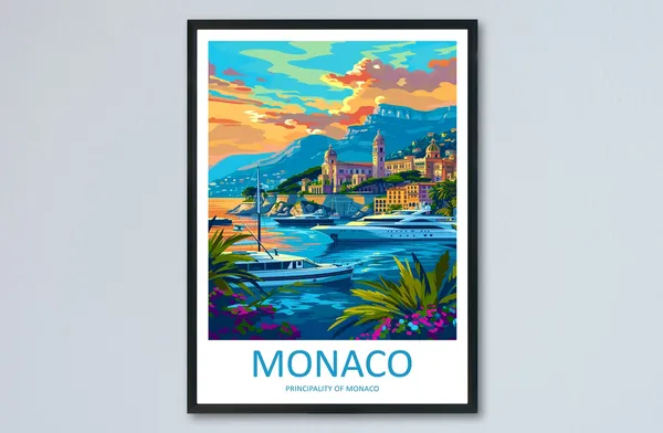 Monaco Travel Poster, Home Decor Wall Art