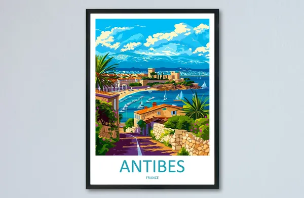 Antibes Travel Poster, France Wall Art Print