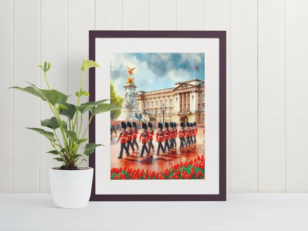 Buckingham Palace Watercolor Travel Poster, London