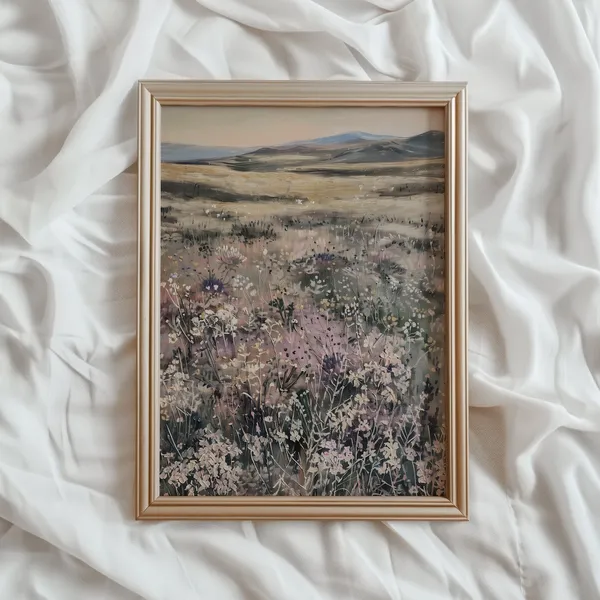 Lavender Field Landscape Vintage Art Print