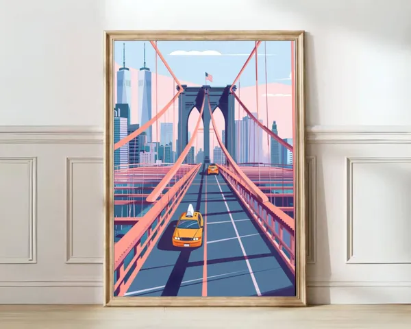 New York Brooklyn Bridge Pastel Travel Poster