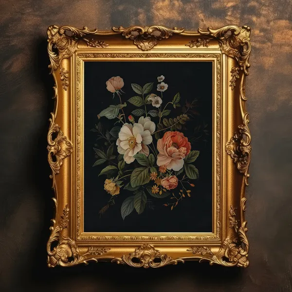 Dark Botanical Flowers Art Print, Moody Academia Decor