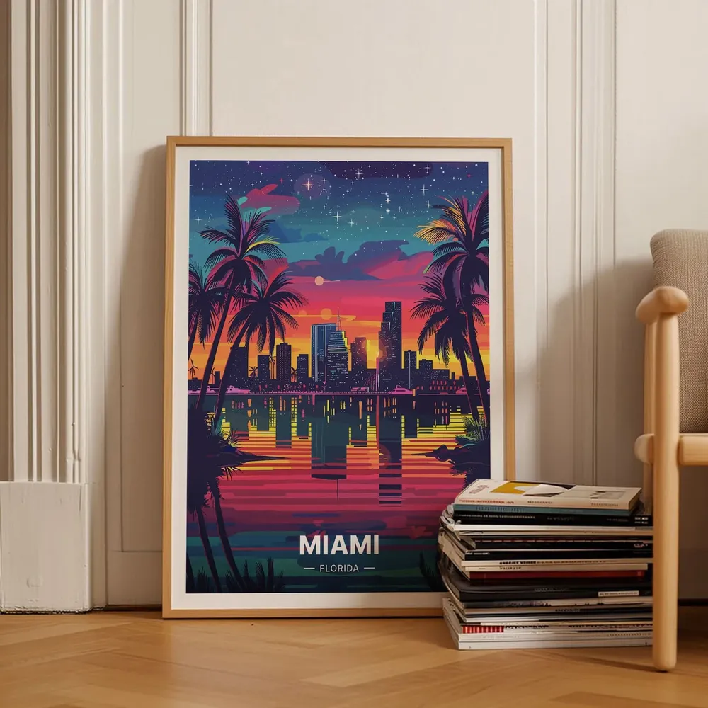 Miami Beach Scene Travel Poster