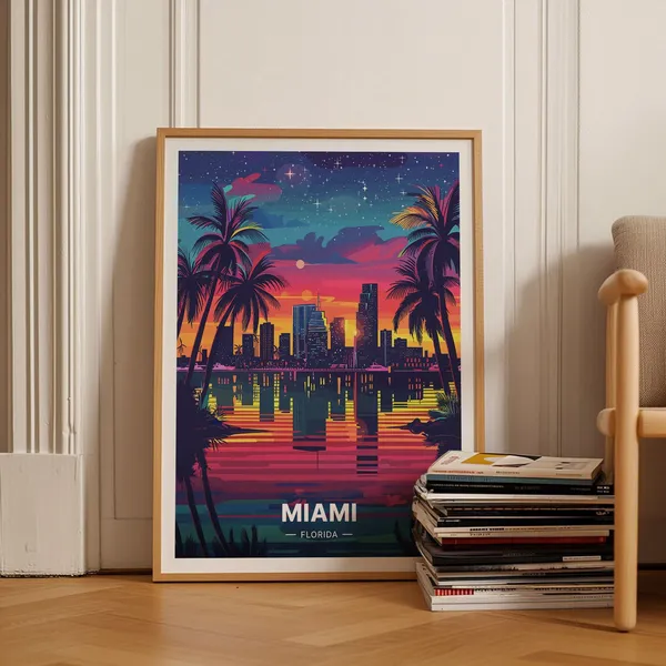 Miami Beach Scene Travel Poster