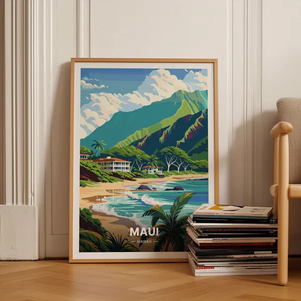 Maui Travel Poster, Hawaii Tropical Home Decor