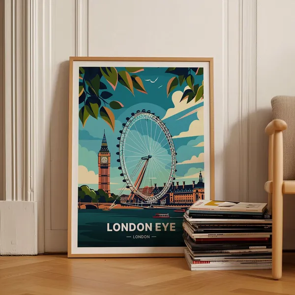 London Eye Vintage Travel Poster, British Landmark