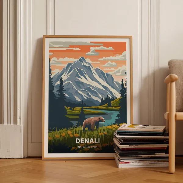 Denali National Park Bear Landscape Poster