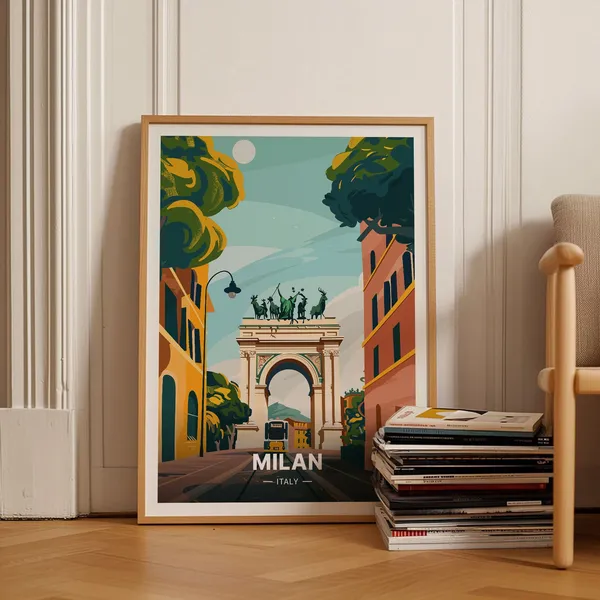 Milan Vintage Travel Poster, Italy Wall Art